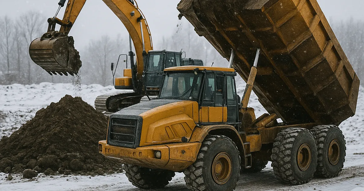 Winter Dirt Hauling: How Cold Weather Affects Your Jobs - DirtMatch blog hero image about earthwork and construction